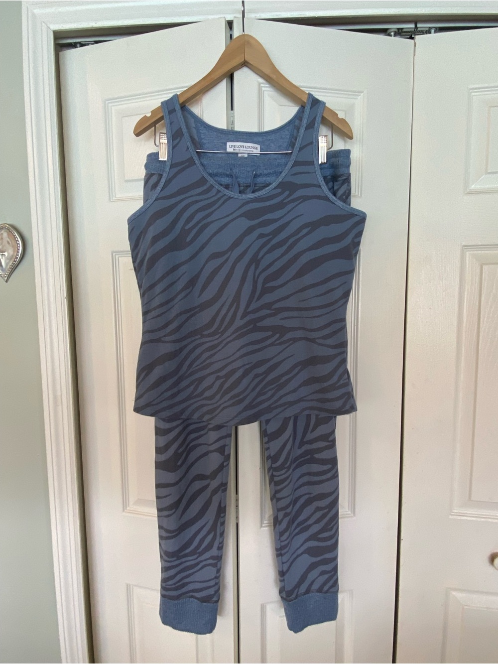 Karen Neuburger Blue Zebra-Print Tank & Jogger Sleep Set